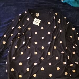 Anne Klein Black and Cream Polka Dot Blouse